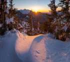 View from Mt-Jochberg near lake Walchensee towards Mt-Herzogstand during winter in the Bavarian Alp Art Print